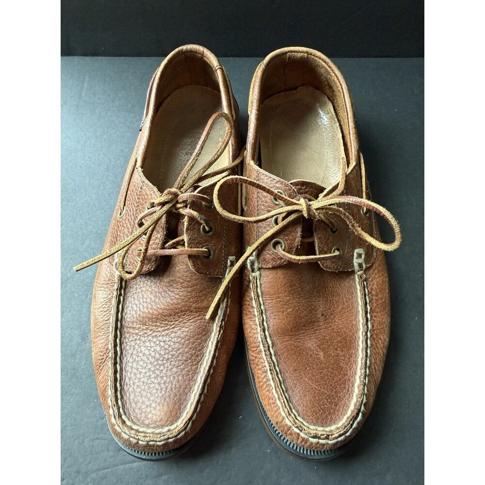 POLO RALPH LAUREN Men's Bienne Oil Tumbled Leather Boat Shoes Tan US 10 D